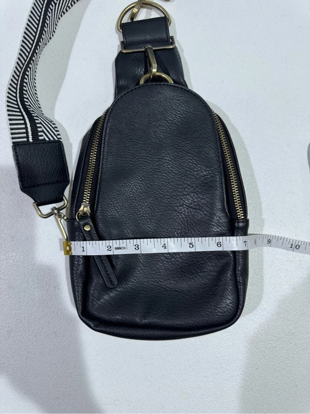 Urban Originals Black Sling Crossbody with Chevron Strap